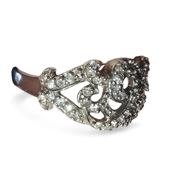 Vintage Sterling Silver 925 Marked Moissanite Filigree Ring Size 8 - Picture 5 of 12